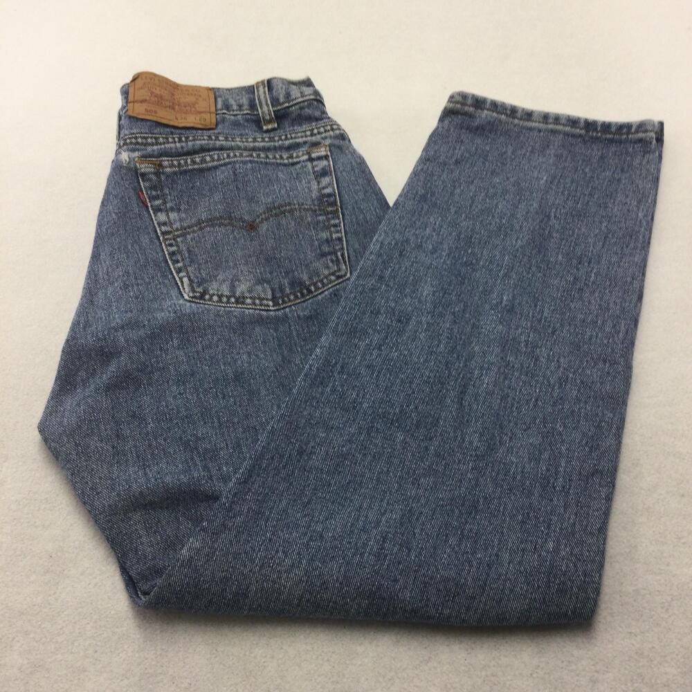 Levis 505 Jeans Mens 36x29 Blue Medium Wash Regular Straight Denim Zip Fly